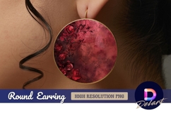 Maroon texture with roses Round Earring PNG Product Image 1