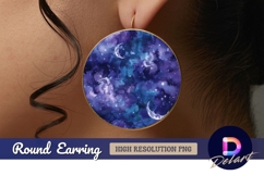 Watercolor galaxy celestial Round Earring PNG Product Image 1
