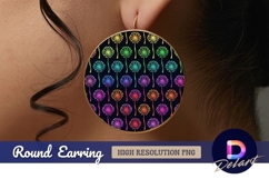 Rainbow dandelion flower pattern Round Earring PNG Product Image 1