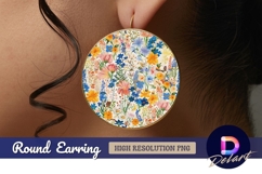 Floral watercolor pattern Round Earring PNG Product Image 1
