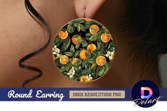 Round orange fruit floral pattern on Round Earring PNG Product Image 1