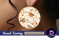 Autumn birds leaves Round Earring PNG Product Image 1