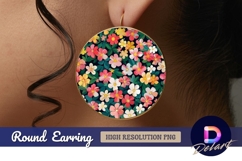 Floral pattern Round Earring PNG Product Image 1