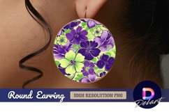Floral pattern background for Round Earring PNG Product Image 1