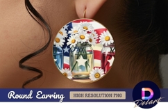 Patriotic daisies in jars Round earring png Product Image 1
