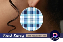 Blue plaid pattern for Round Earring PNG Product Image 1