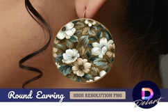 Floral pattern Round Earring PNG Product Image 1