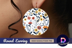 Floral circle pattern Round Earring PNG Product Image 1