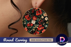 Dark floral Round Earring PNG Product Image 1