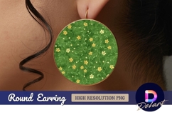 Floral pattern green background Round Earring PNG Product Image 1