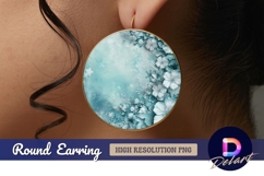 Round turquoise background with floral Round Earring PNG Product Image 1