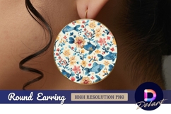 Floral fish pattern Round Earring PNG Product Image 1