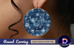 Snowy blue watercolor Round Earring PNG Product Image 1
