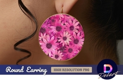 Pink flowers Round Earring PNG Product Image 1