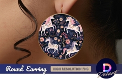 Floral unicorns Round Earring PNG Product Image 1