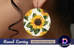 Sunflowers and polka dots Round Earring PNG Product Image 1