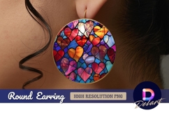 Stained glass hearts in Round Earring PNG Product Image 1