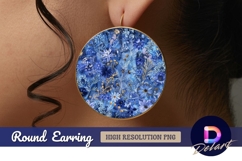 Watercolor blue flowers Round Earring PNG Product Image 1