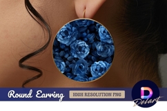 Blue roses floral pattern Round Earring PNG Product Image 1