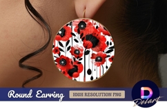 Watercolor red poppies Round Earring PNG Product Image 1