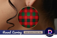 Round tartan pattern red and green Round Earring PNG Product Image 1