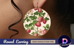 Strawberries and flowers elegant Round Earring PNG Product Image 1