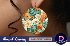 Round flower arrangement turquoise Round Earring PNG Product Image 1