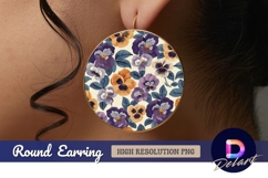 Floral pansy pattern Round Earring PNG Product Image 1