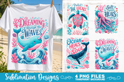Boho sea creatures sublimation PNG, Ocean creatures 4 PNG Product Image 1