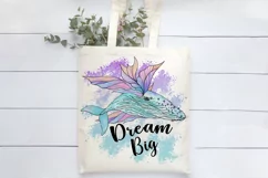 Dream Big Sublimation | Fantasy Print | Watercolor Whale Product Image 3