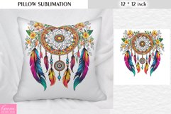 Watercolor Dream Catcher|Vintage Floral Pillow Sublimation Product Image 1