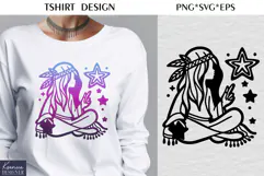 Moon Child|Floral Moon| T-shirt Dream Catcher SVG Product Image 4