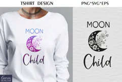 Moon Child|Floral Moon| T-shirt Dream Catcher SVG Product Image 2