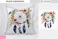 Watercolor Dream Catcher|Vintage Floral Pillow Sublimation Product Image 1