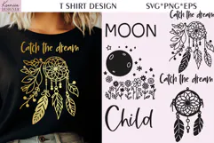 Moon Child|Floral Moon| T-shirt Dream Catcher SVG Product Image 1