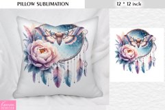 Watercolor Dream Catcher|Vintage Floral Pillow Sublimation Product Image 1