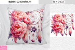 Watercolor Dream Catcher|Vintage Floral Pillow Sublimation Product Image 1