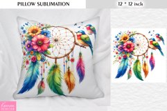 Watercolor Dream Catcher|Vintage Floral Pillow Sublimation Product Image 1