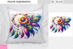 Watercolor Dream Catcher|Vintage Floral Pillow Sublimation Product Image 1