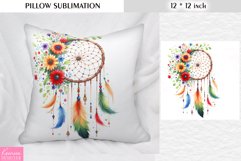 Watercolor Dream Catcher|Vintage Floral Pillow Sublimation Product Image 1