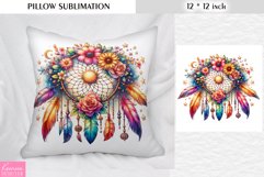 Watercolor Dream Catcher|Vintage Floral Pillow Sublimation Product Image 1