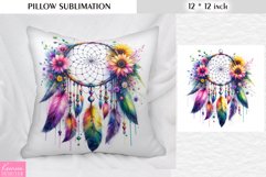 Watercolor Dream Catcher|Vintage Floral Pillow Sublimation Product Image 1