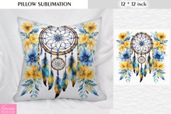 Watercolor Dream Catcher|Vintage Floral Pillow Sublimation Product Image 1