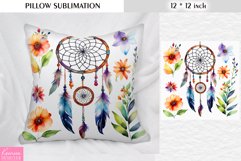 Watercolor Dream Catcher|Vintage Floral Pillow Sublimation Product Image 1