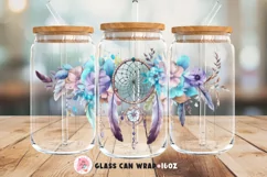 Tumbler Sublimation Dream Catcher, 16 oz glass can wrap, Libbey 16 oz template, can glass beer