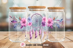 Tumbler Sublimation Dream Catcher, 16 oz glass can wrap, Libbey 16 oz template, can glass beer