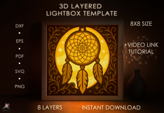 Ethnic Dreamcatcher Colored Shadow box SVG Papercut template Product Image 2