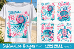 Boho sea creatures sublimation PNG, Ocean creatures 4 PNG Product Image 2