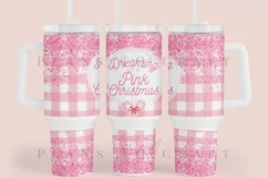 dreaming of pink christmas 40oz quencher tumbler sublimation full wrap high resolution transparant background