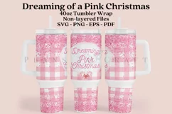 dreaming of pink christmas 40oz quencher tumbler sublimation full wrap high resolution transparant background
